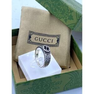 Gucci Sterling Silver GG Open Ring - Size  9.5